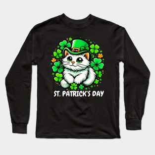 Cute Cat St Patricks funny St Patricks Cat Long Sleeve T-Shirt